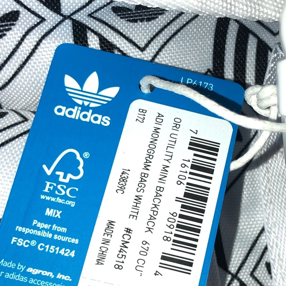 Adidas Women's Originals Utility Mini Backpack Girls Monogram Bags White LP6173 - Picture 15 of 15